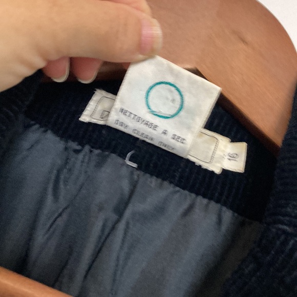 Vintage Blazer Womens Medium Black Cotton Corduroy Jacket Retro 80s Academia - Picture 14 of 15